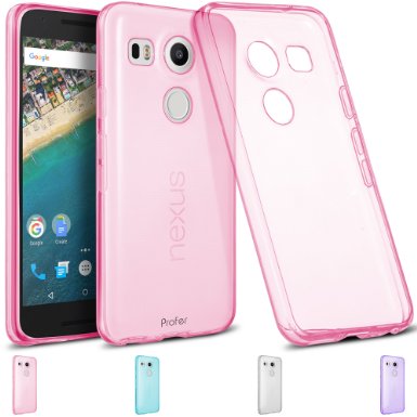 Nexus 5X Case, Profer[Anti-Scratches] and [Drop Protection] Soft TPU Gel [Ultra Slim] Flexible Premium Soft Bumper Rubber Protective Case Cover for LG Google Nexus 5X (Pink)
