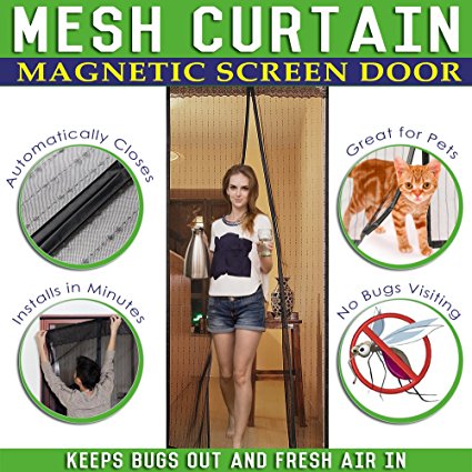 Mkicesky Magnetic Screen Door DIAMOND Shape Mesh Bug Off Screen With Full Frame Velcro, Fits Doors Up to 36" x 82",36" x 98" 46" x 82" Max,3 Sizes Available