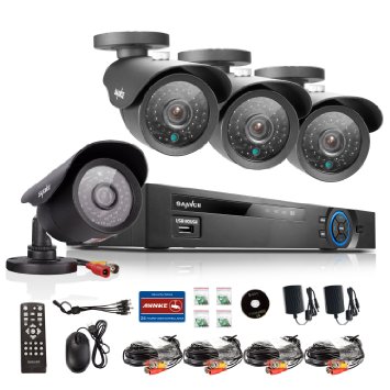 Sannce 8CH Full 960H CCTV DVR Recorder w 4x 900TVL Surveillance Camera System42LEDs wIR Cut 110ft Superior Night Vision HDMIVGABNC Output Weatherproof Metal Housing P2P Tech Smartphone QR Code Scan Easy Remote Access No HDD-2 Year Free Warranty