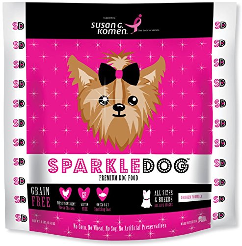 SPARKLEDOG FOOD. Grain Free - Small bite complete nutrition - Fresh Chicken, fruits and vegetables for a healthy canine skin and coat. Premium dog food. Made in USA. As seen on TV.
