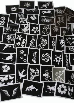 100 Adhesive Stencil Glitter Tattoos or Face Painting