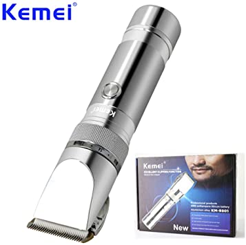 KEMEI Men's Cordless Self-Cut Trimmer Rechargeable Home Barber Hair Clippers Groomer with Stainless Steel