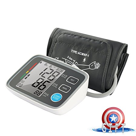 WILLISHF Arm Blood Pressure Monitor, BP Machine with Memory Storage, 2 User Mode, Digital Blood Pressure Cuff Automatically Measure Pulse Diastolic Systolic (Grey)