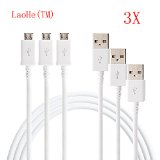 LaoHeTM 3 Pack High Quality Micro USB Data Cable 32 feet for Samsung Galaxy S4 S3 S2 I9500 I9300 I9100 Galaxy Note 1 2 Note I II Nokia Lumia Google Nexus 10 Google Nexus 4 Samsung Galaxy Note Samsung Galaxy Tab Google Nexus 7 Windows Phones LG HTC Blackberry Sony Android Tablets and Android Phones White