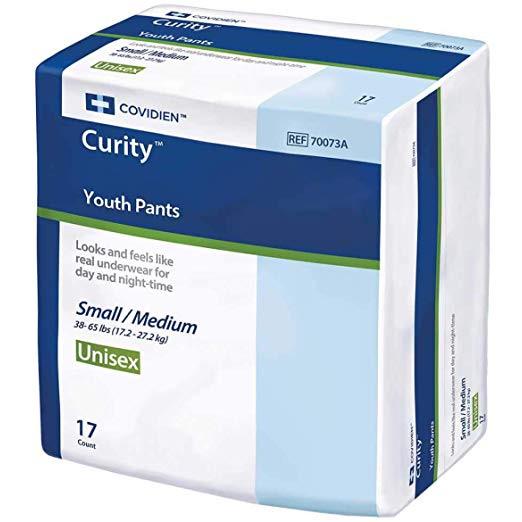 Curity Youth Pants Youth Pull-On Diapers Size Small/Medium Case/68 (4 bags of 17)