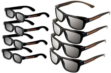 ED 8 Pack CINEMA 3D GLASSES For LG 3D TVs - Adult & Kids Sized Passive Circular Polarized 3D Glasses!