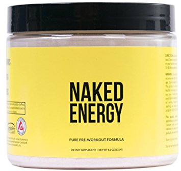 Naked Energy – Unflavored All Natural Pre Workout Supplement for Men and Women, Vegan Friendly, No Added Sweeteners, Colors or Flavors – 50 Servings