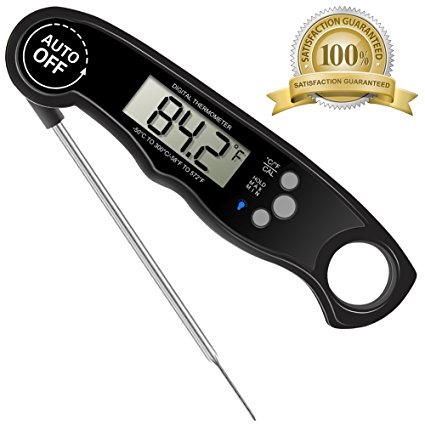 XIKEZAN Waterproof Meat Thermometer- FDA Approved Digital Food Cooking Thermometer with Stainless Steel Probe for Grill,BBQ (Black1)