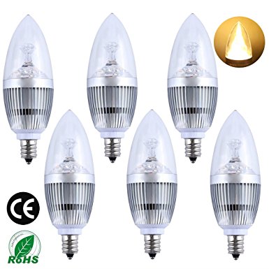 LEDMO LED Candle Bulb, Dimmable E12 3W, 25W Equivalent, Warm White 3000K, 270LM, CRI80, E12 LED Candle Bulbs (6-Pack, Silver)