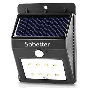 Sobetter 8 LED Motion Sensor Solar Lights Outdoor Wireless Waterproof Security Wall Lights Lamp for Gardon Patio Path Yard