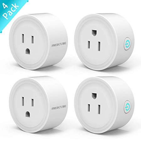 WiFi Plug Work with Alexa Echo/Google Home/IFTTT, Remote Control Smart Socket, Timer/no hub Required, 4 Pack (White)