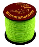 Bravefishermen Super Strong Pe Braided Fishing Line 6LB to100LB Fluorescent Green