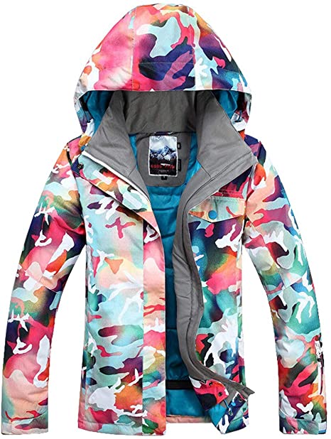 Women's Insulated Waterproof Ski & Snowboard Jacket Bright Colored Windproof Rain Jacket
