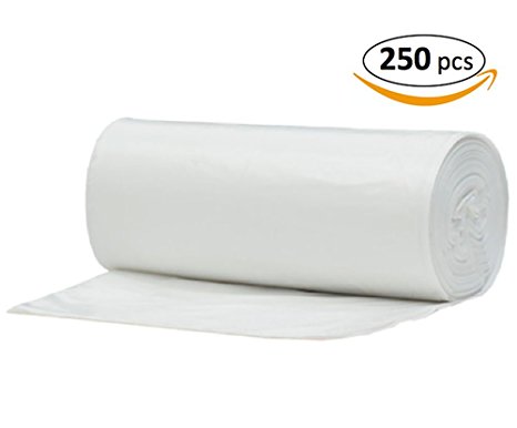 6 - 9 Gallon Clear Garbage Trash Bags, 250 Count
