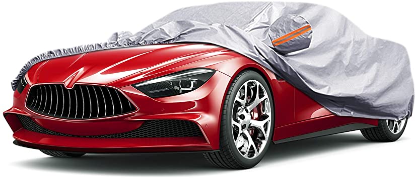 TWING Car Cover Universal Full Car Covers for Automobiles Waterproof Windproof All Weather Scratch Resistant Outdoor UV Protection with Adjustable Straps for Sedan Fits up to 193’’(186"-193")