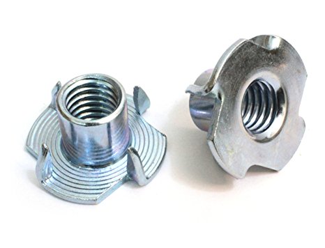 T-Nut 1/4"-20 x 5/16", (100 Pack), By Bolt Dropper, Pronged Tee Nut. For Rock Climbing Holds, Wood, Cabinetry, etc.