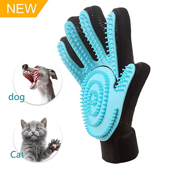 FASTDEER Pet Grooming Glove Gentle Deshedding Brush Glove Imitating Cat Tongue