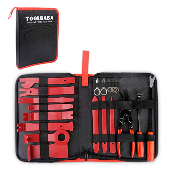 TOOLBABA Car Panel Removal Tools Kit -19pcs Trim Removal Tool Set Nylon for Car Panel Dash Audio Radio Removal Installer and Repair Pry Tool Kits with Storage Bag