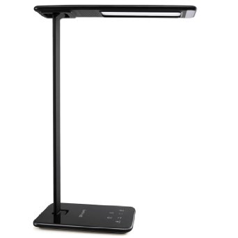 Phive Dimmable LED Desk Lamp with Light Sensor, Eye-Care Table Lamp (USB Charging Port, 5-Level Dimmer, 3 Lighting Modes, Touch Control, Night Light, 1-Hour Auto Timer) Black