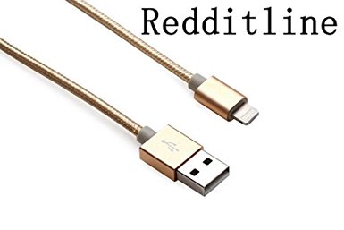 Redditline Durable 3FT/1M,6FT/2M,10ft/3M Extra Long Nylon Braided USB Cord Charging Cable For Apple iPhone 6/6s/6 plus/6s plus, 5c/5s/5/SE, iPad Air/Mini,iPod Nano/Touch(Gold)