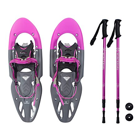Winterial Yukon Snowshoes 2018 / Advanced / Backcountry / Snowshoeing / Women / Pink / All Terrain Snowshoes / POLES INCLUDED!
