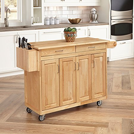 Home Styles 5023-95 Wood Top Kitchen Cart with Breakfast Bar, Natural Finish
