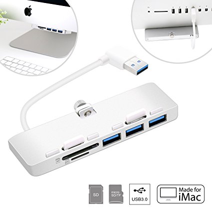 Cateck Ultra-thin Premium Aluminum 3-Port USB 3.0 Hub with SD/TF Card Reader Combo Exclusively Designed For iMac Slim Unibody (Upgraded Version)