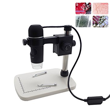Topnisus Handheld USB Digital Microscope with Base Stand 5MP 10x to 300x 8 LEDs Adjustable USB Microscope for Windows XP/Vista/Win7/Win8, Mac OS X 10.6 or above