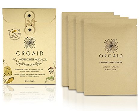 ORGAID Greek Yogurt & Nourishing Organic Sheet Mask | Made in USA (Pack of 4)