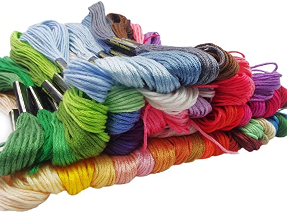 Haobase Embroidery Thread, 100% Cotton, 50 x Assorted Coloured Skeins