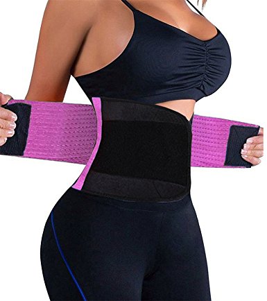SunnySmile Women's Slimming Waist Shaper Body Support Waist Trainer Trimmer Cincher Belt with Dual Adjustable Belly