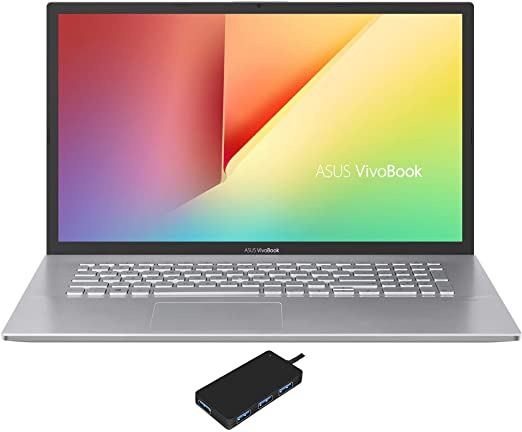 ASUS Vivobook X712DA-202.MV Home and Business Laptop (AMD Ryzen 7 3700U 4-Core, 12GB RAM, 512GB SSD, 17.3" HD  (1600x900), AMD RX Vega 10, Wifi, Bluetooth, Webcam, 1xUSB 3.2, Win 10 Home) with USB Hub
