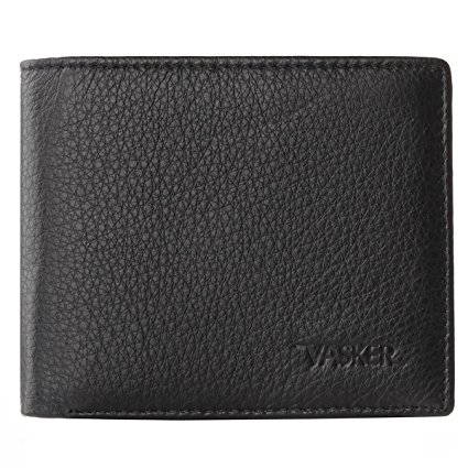 VASKER Genuine Leather RFID Blocking Wallets for Men Bifold with Coin Holder