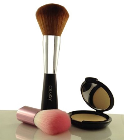 OLVAY Vegan Makeup Brushes. Professional, Premium Quality, Cosmetic Kabuki For Minerals, Bronzers Or Blush. Easy Blending For Loose Or Pressed Foundation. Non-Shed, Super Soft and Easy Blending. Cruelty-Free. Bonus Bronzer Brush and Travel Pouch.