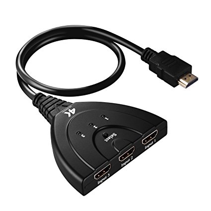 4K HDMI Switch,【Upgraded Version】VicTsing 3 Port HDMI Switcher with Pigtail Cable, Gold Plated Connector, Support 4K UHD & 3D & Full HD 1080P, 3 Input 1 Output for HDTV, PS3, Xbox One, 360 etc