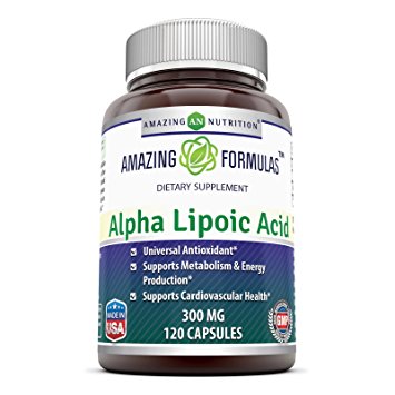 Amazing Nutrition Alpha Lipoic Acid 300 Mg 120 Capsules - High Potency - Powerful Antioxidant - 3rd Party Tested :: Certified Full Strength