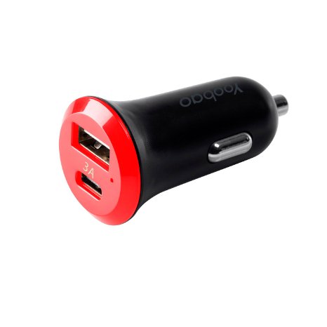 Yoobao Type C Dual Ports Car Charger Adapter Charge Both USB-C and USB-A Device at the Same Time widely compatible with New MacBookNexus 6PNokia 950 XLfrom iPhonesiPads to Android phones and more