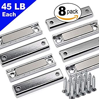 cms Magnetics Super Strong Neodymium Channel Magnets w/Countersunk Holes Rare Earth Magnet Gun Holder - 8 Piece Pack and 45 LB Holding Power Each - Screws Included