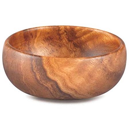 Pacific Merchants Trading Acaciaware Round Calabash Bowl, 4-Inch by 1.5-Inch