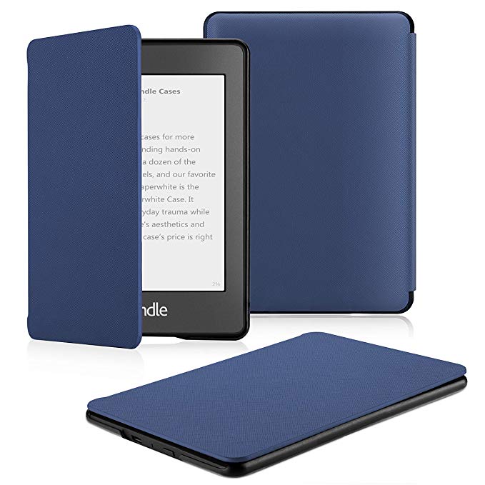 OMOTON Kindle Paperwhite Case (10th Generation-2018), Smart Shell Cover with Auto Sleep Wake Feature for Kindle Paperwhite 10th Gen 2018 Released, Navy Blue