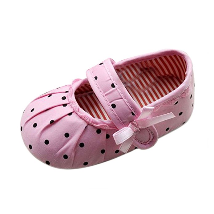 Urparcel Baby Girls Loafer Flats Shoes Polka Dot Soft Sole Crib Shoes Prewalker