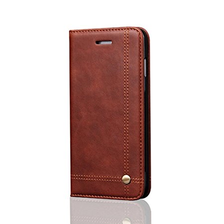 iPhone5SE Case iPhone 5s Case, Aroko Wallet Phone Case [Card Slot] [Flip] [Wallet] [Stand] Carry-All Case - for Apple iPhone SE and iPhone5S/5 (5SE/5S/5, DeepBrown)
