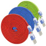 Micro USB Cable Besgoods 3PCS Extra Long 3m10ft Colors Colorful High Speed Fast Sturdy Durable Nylon Fiber Fabric Jacket Micro USB to USB A Male to Micro B Charging Sync Data Phone Cable Cord for Samsung Galaxy Note124 S346 Edge Tab Google Nexus7104 HTC M9OneSVX EVO 4G LTE Nokia Lumia Mi Redmi Note4iPad4G2 and Most Android Windows Phones Tablets RedBlueGreen