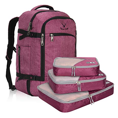 Veevan Flight Approved 40 Litre Weekend Backpack (Purple and 3PCS Packing Cubes)
