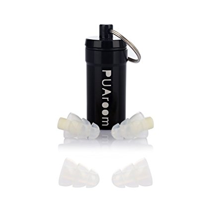 PUAroom Ear Protection Ear Plugs for Sleeping, 2 Pairs Reusable Comfortable Non-toxic Liquid Silicone Ear Plugs, Ideal Earplugs for Musicians, Concert, Drummers and Percussion DJ