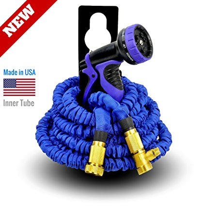 WORLD'S STRONGEST Expandable Garden Hose with MADE IN USA inner tube material. Garden Hose, Expanding Hose, Flexible Hose, Expandable Hose Set(50 ft, Blue)
