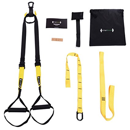 FITMYFAVO Military Grade Suspension Straps Total Body Workout Trainer Pro Kit (3 Colors)
