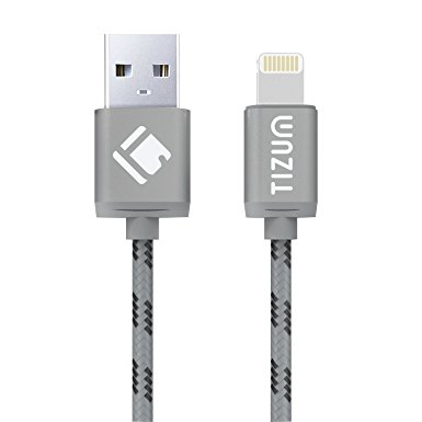 Tizum 8 Pin Lightning to USB Cable (3.3 ft / 1 mtr) Premium Kevlar-Nylon Fiber, Fast Charging & Data Sync Flat Cable (Black)