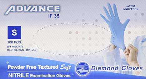 Nitrile Examination Powder Free Gloves (Medical), Blue,Box of 100 (Latex Free) (CE, FDA) (Maximum Protection) S
