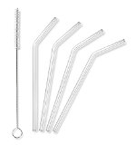 Transcendence Angled Glass Straws 9 x 9mm 4-pack with Nylon Cleaning Brush